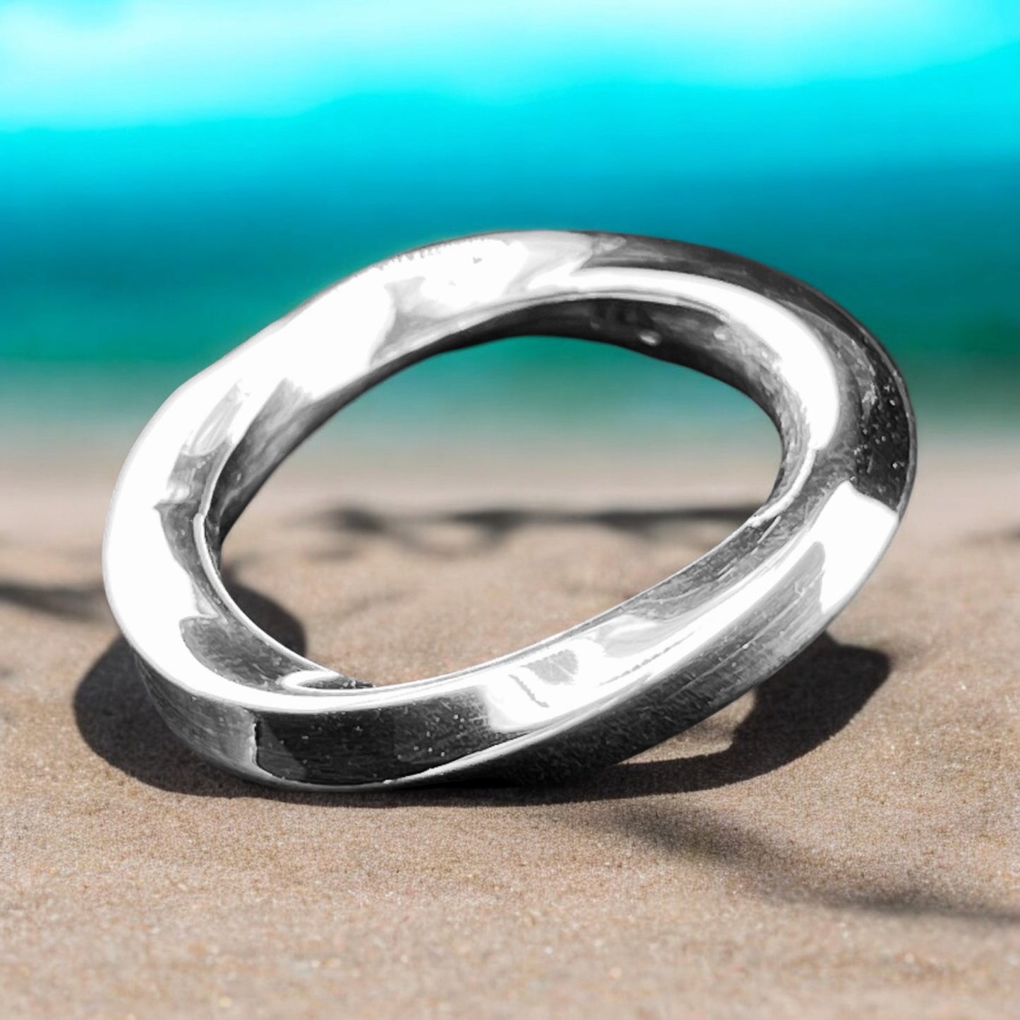 925 Silver Ring 4mm wide Solid Twisted