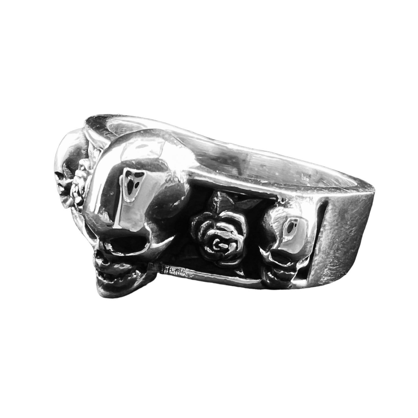 925 Silver Ring 12mm wide Skull with skulls