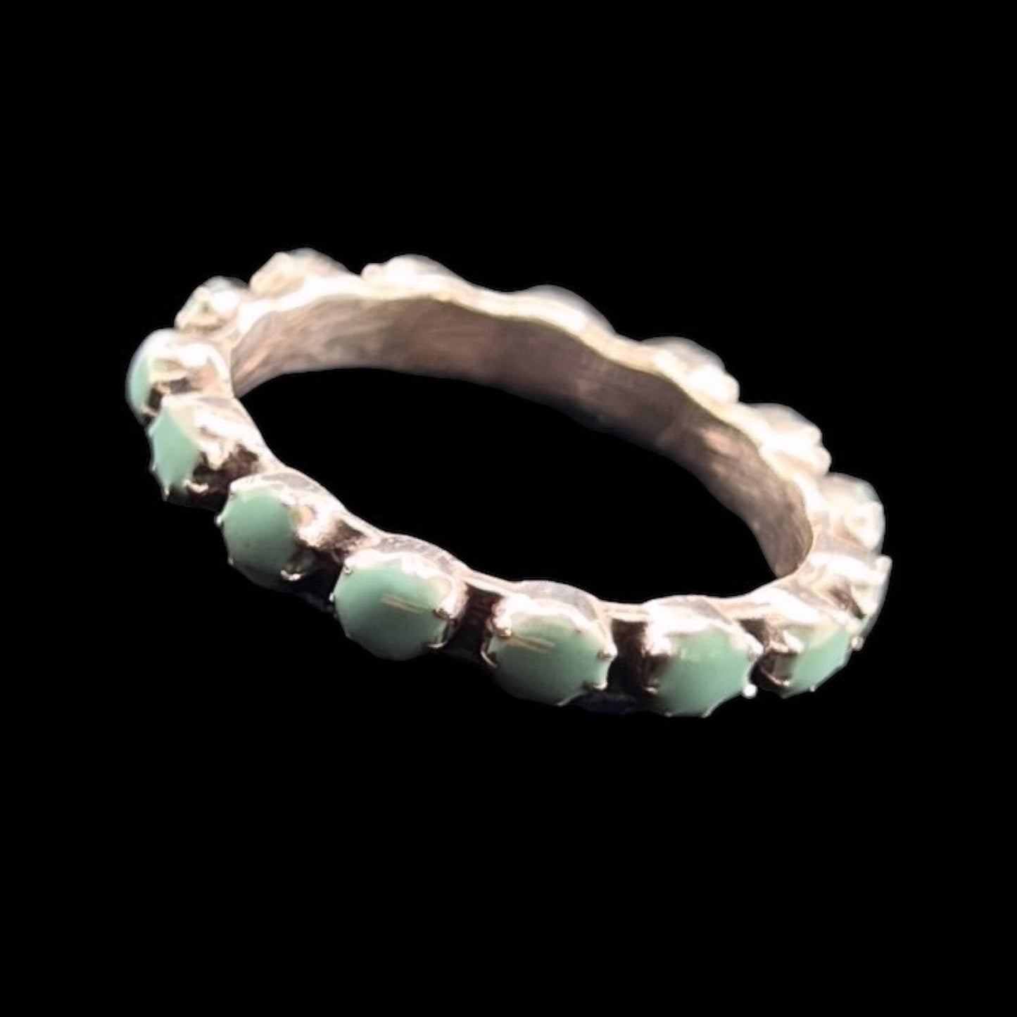 925 Silver Ring with turquoise circular accents