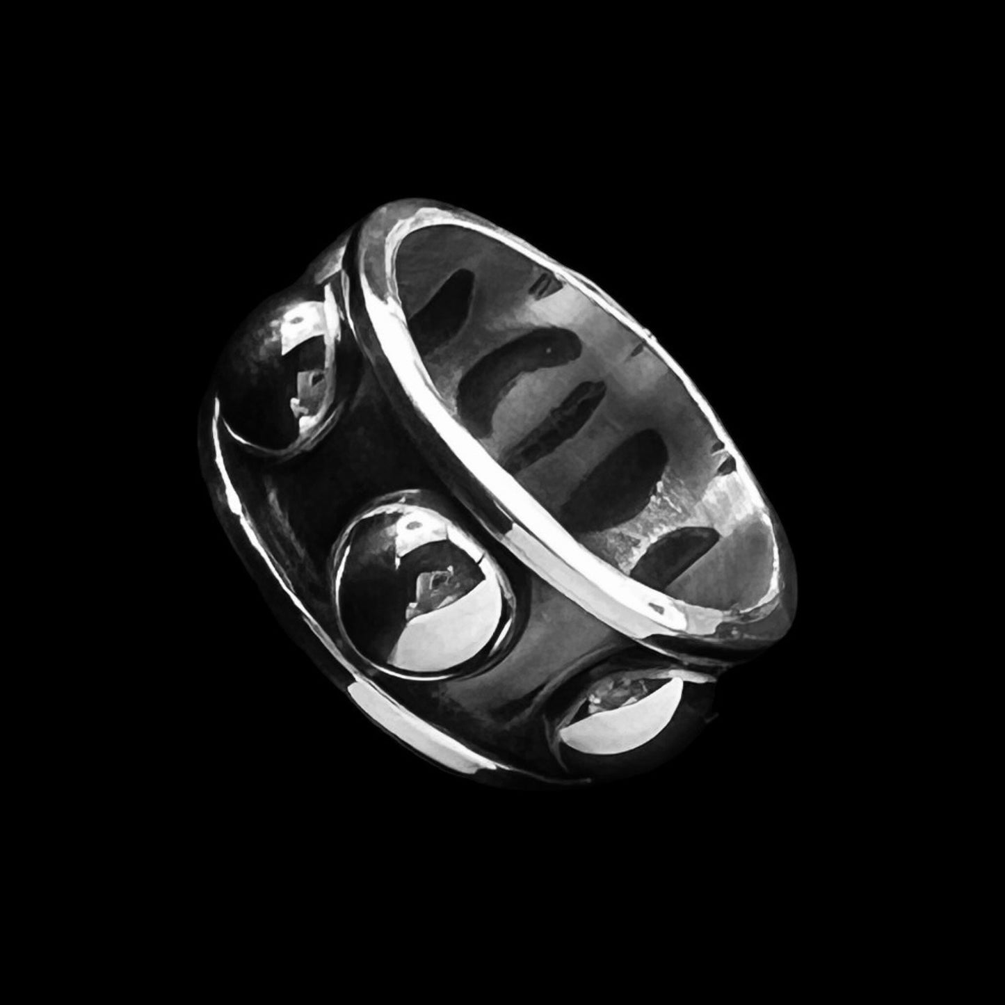 925 Silver Ring with double Dash Pattern Spinner