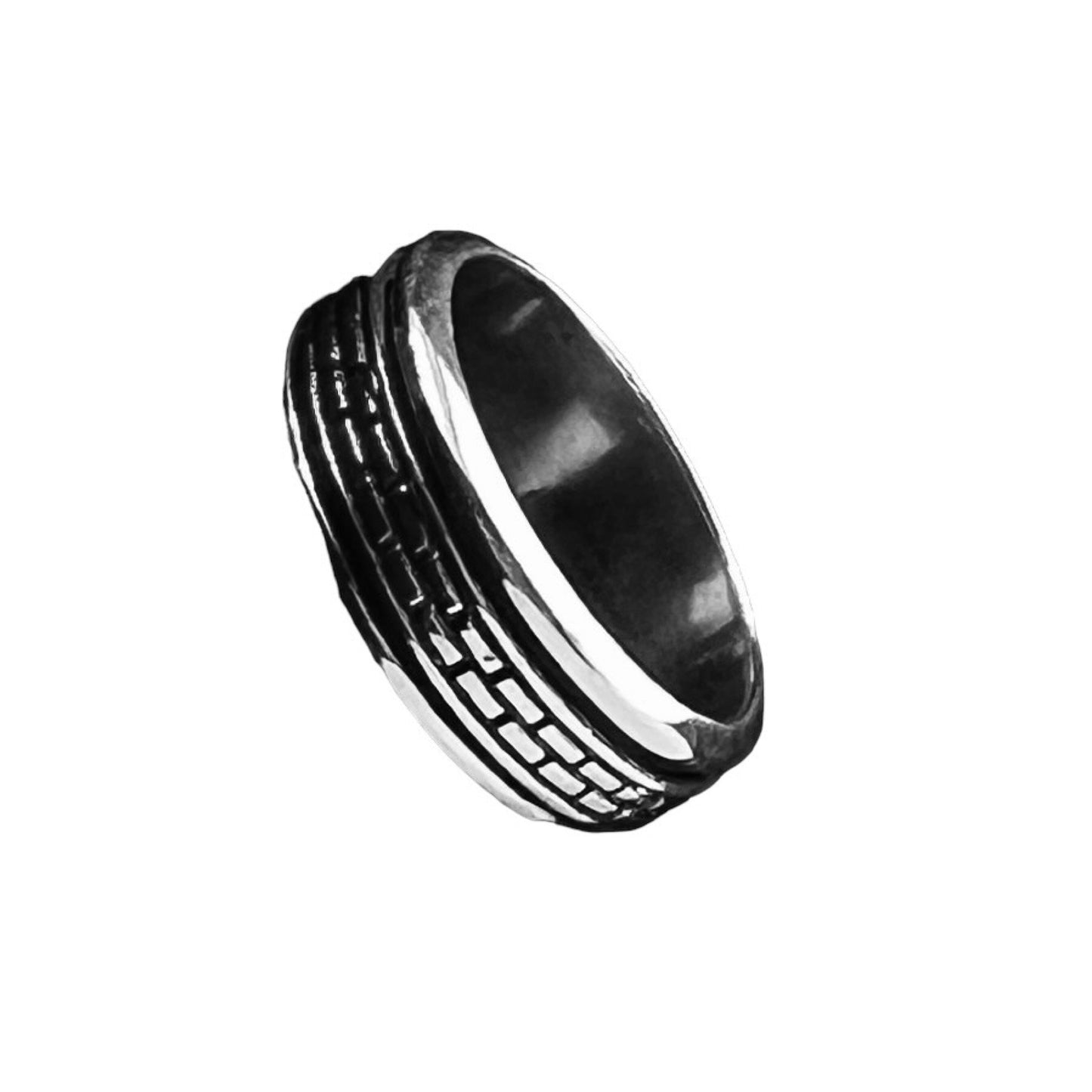 925 Silver Ring with Balls Rustic Background