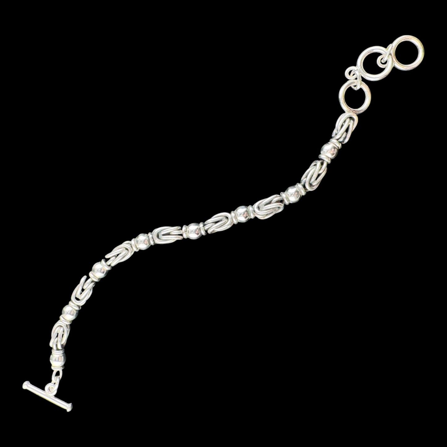 Byzantine w/Beads Chain Bracelet 8in