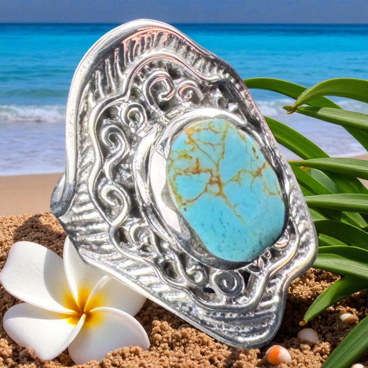 Patterned Ring w/Turquoise