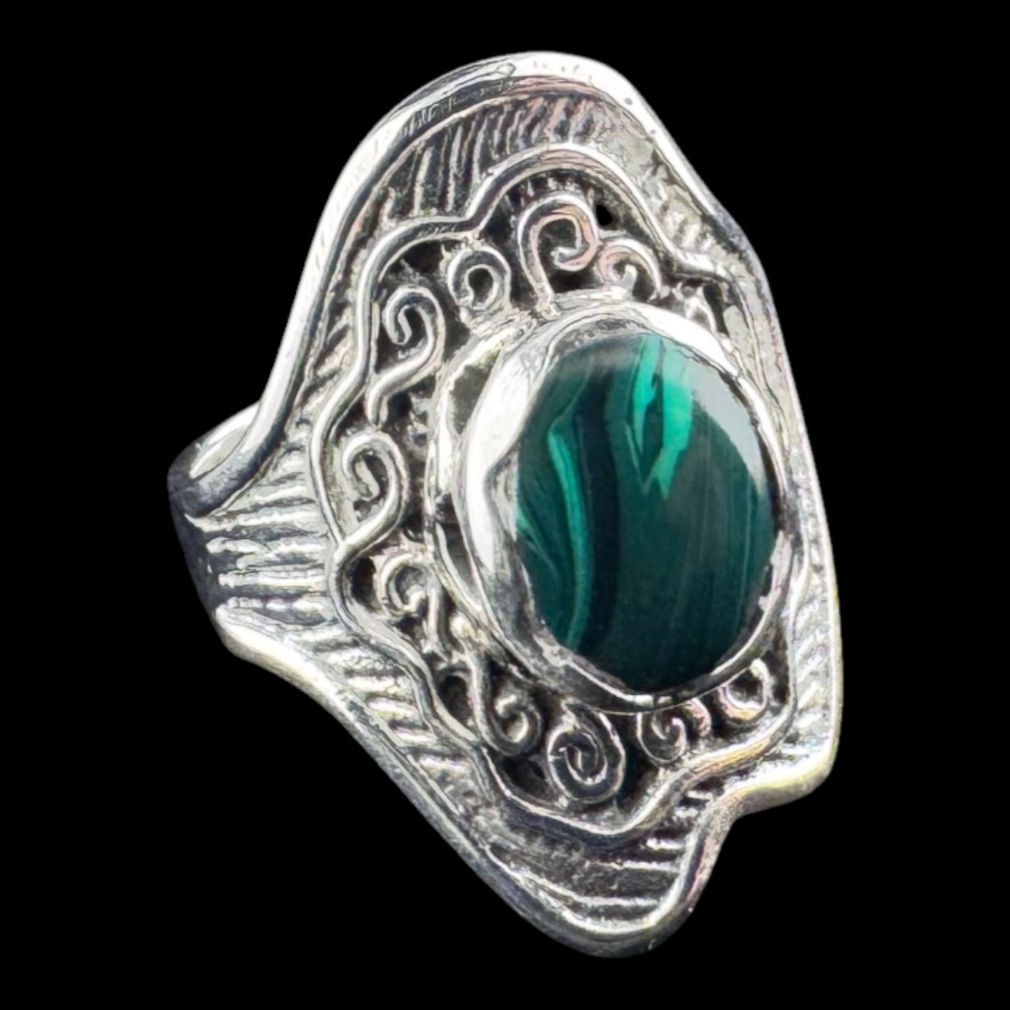 Patterned Ring w/Malachite