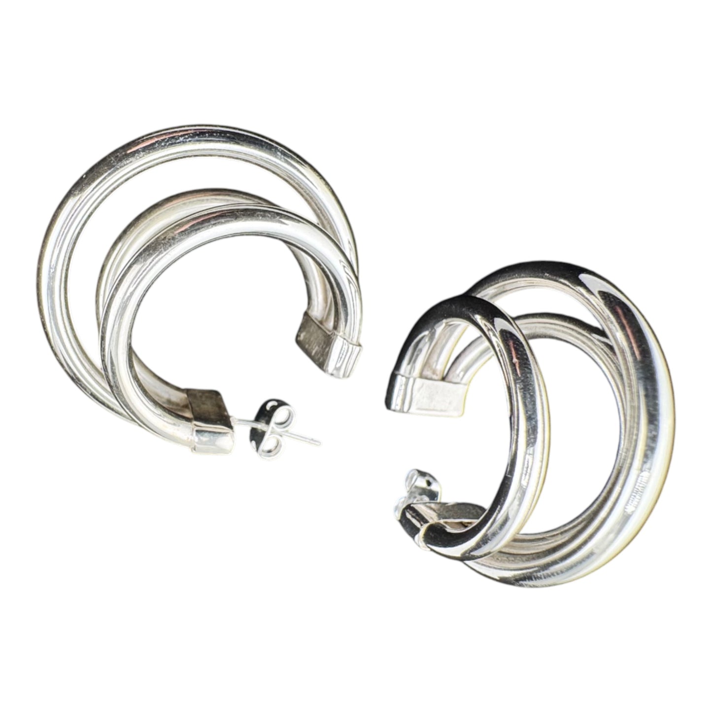 Triple Hoop Stud Earrings