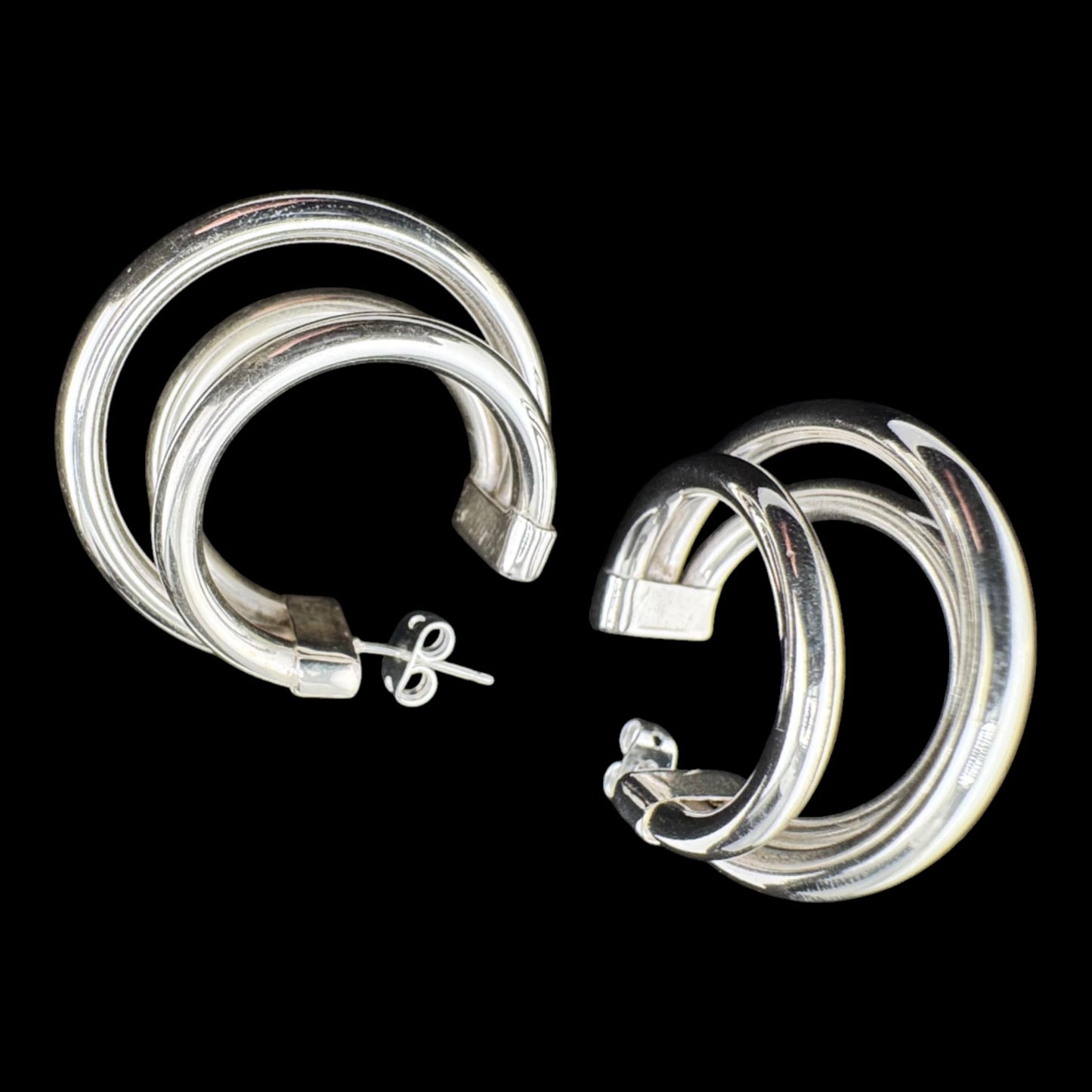 Triple Hoop Stud Earrings