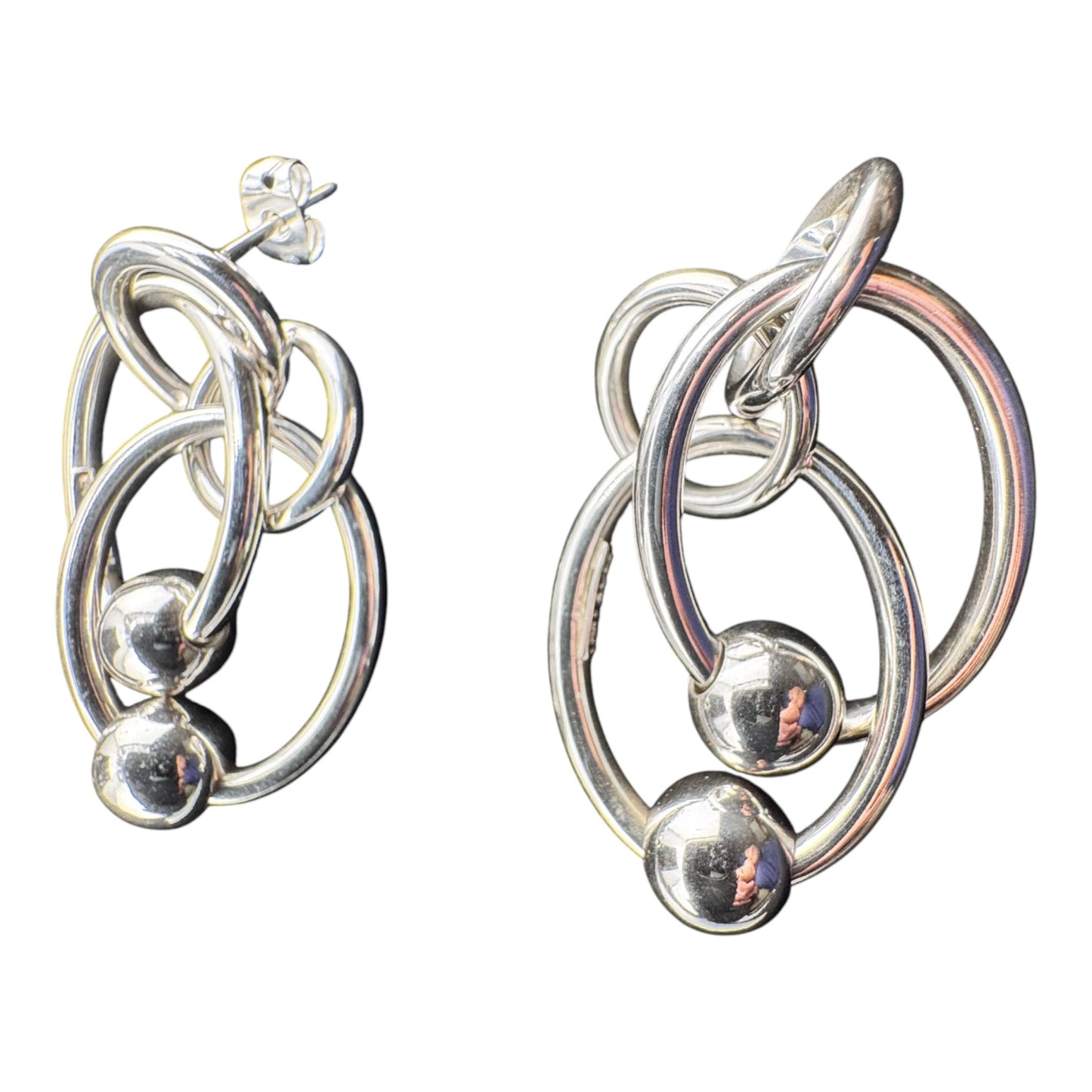 Interlocking Links w/Beads Stud Earrings