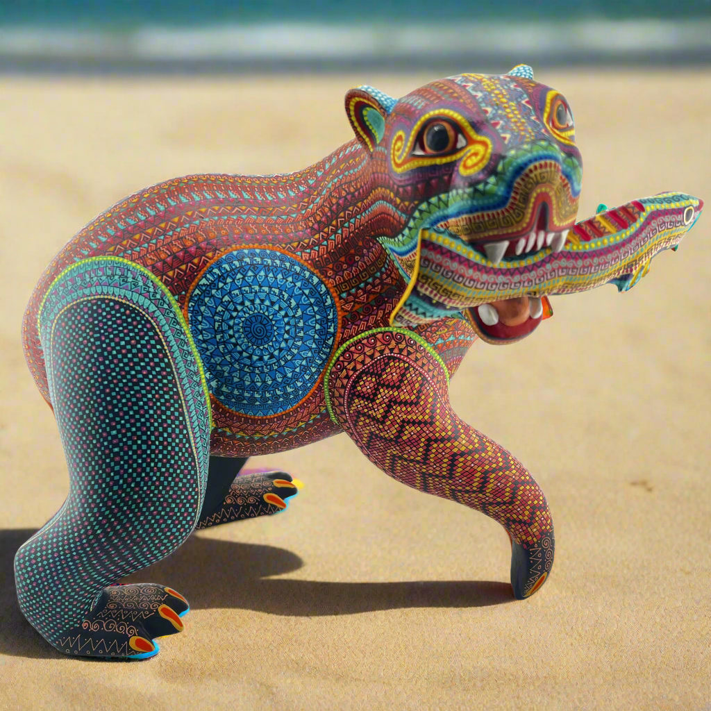 Oso c Pescado Bear w Fish Alebrije