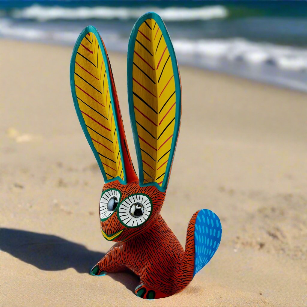 Conojito Ojos de Canica ORANGE Rabbit w Marble Eyes Alebrije