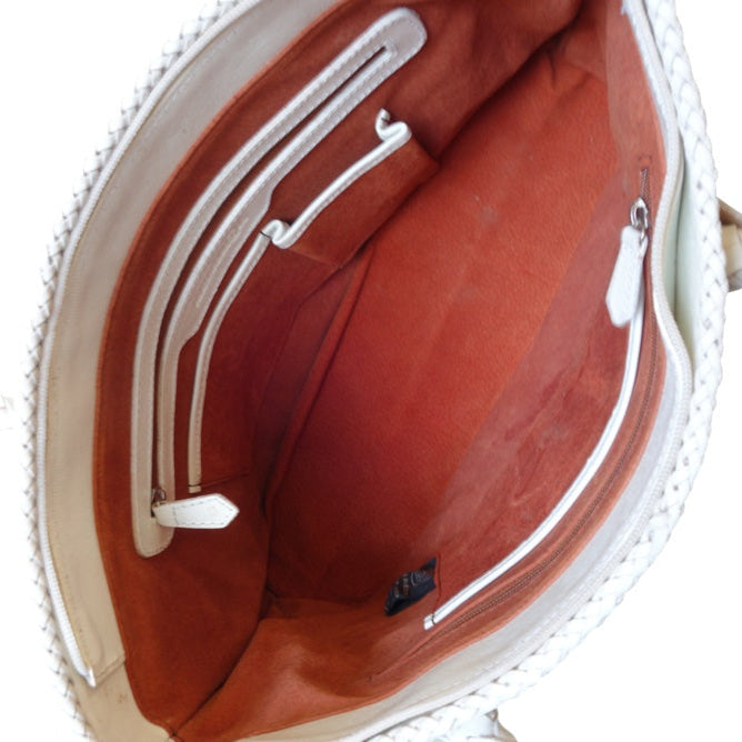 COAHUILA GDE Handtooled Leather Handbag
16"x 6" 12"
White Color