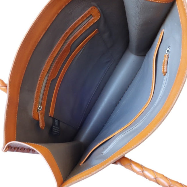 COZUMEL Handtooled Leather Handbag
17"x15"x4.5
Tangerine Color