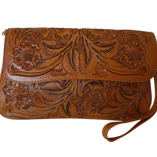 GRANADA Handtooled Leather Handbag
Bugati Color
10"x6"x1"