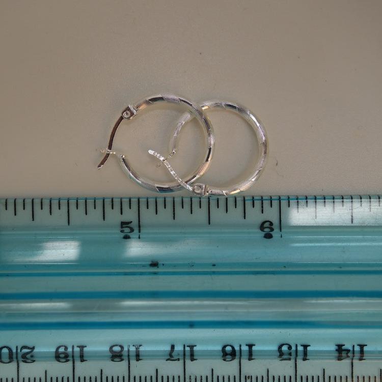 Handcrafted solid sterling .925 silver 15cm Diamond Cut Solid Silver HOOP Earrings from Taxco, Mexico