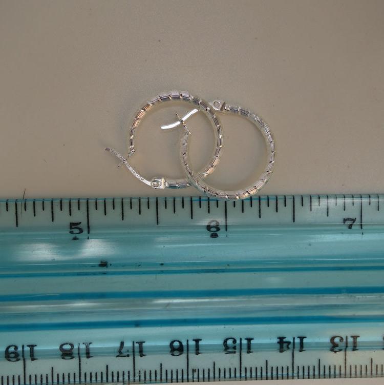 Handcrafted solid sterling .925 silver 15cm Diamond Cut Solid Silver HOOP Earrings from Taxco, Mexico