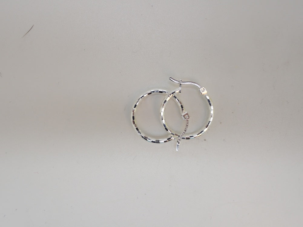 Handcrafted solid sterling .925 silver 15cm Diamond Cut Solid Silver HOOP Earrings from Taxco, Mexico