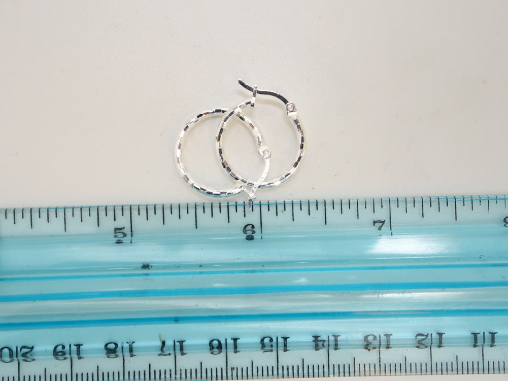 Handcrafted solid sterling .925 silver 15cm Diamond Cut Solid Silver HOOP Earrings from Taxco, Mexico