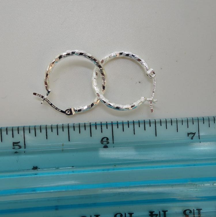 Handcrafted solid sterling .925 silver 15cm Diamond Cut Solid Silver HOOP Earrings from Taxco, Mexico