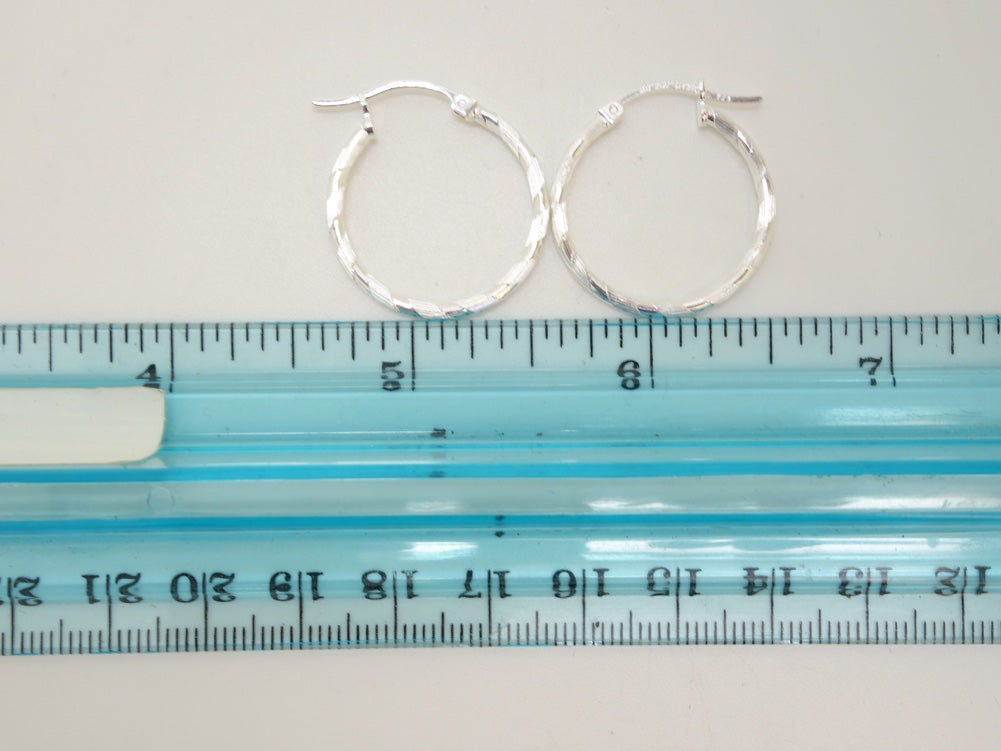 Handcrafted solid sterling .925 silver 20cm Diamond Cut Solid Silver HOOP Earrings from Taxco, Mexico