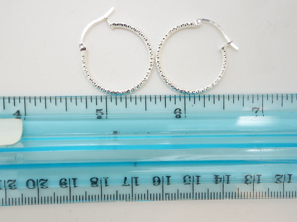 Handcrafted solid sterling .925 silver 20cm Diamond Cut Solid Silver HOOP Earrings from Taxco, Mexico