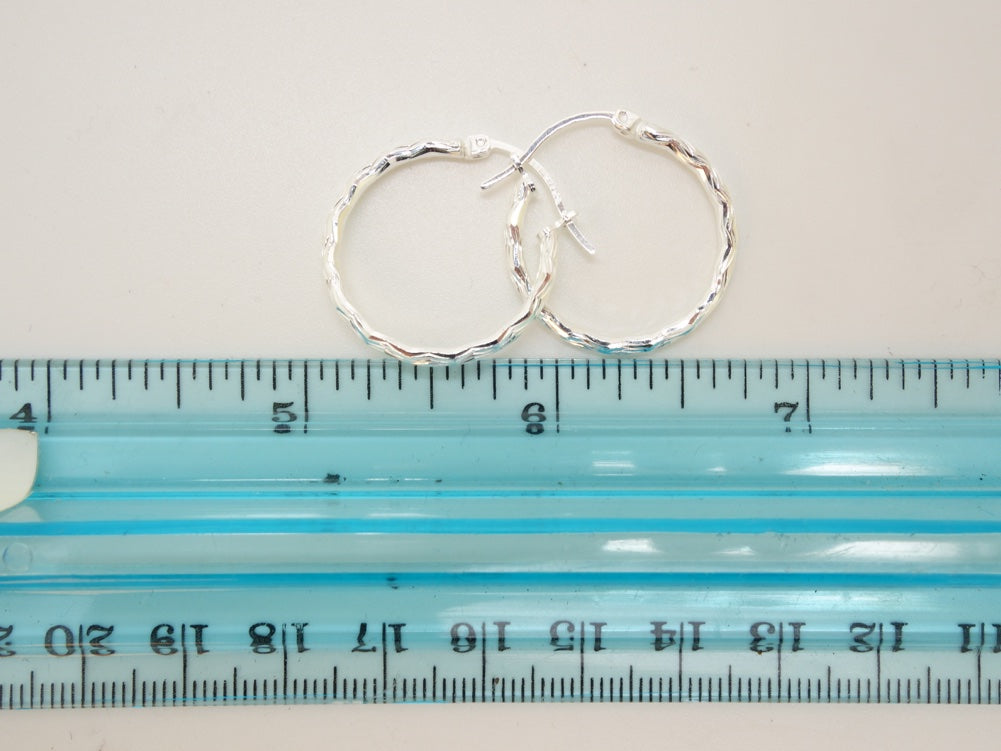 Handcrafted solid sterling .925 silver 20cm Diamond Cut Solid Silver HOOP Earrings from Taxco, Mexico