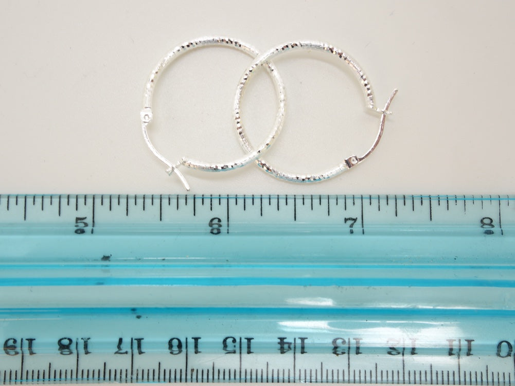 Handcrafted solid sterling .925 silver 25cm Diamond Cut Solid Silver HOOP Earrings from Taxco, Mexico