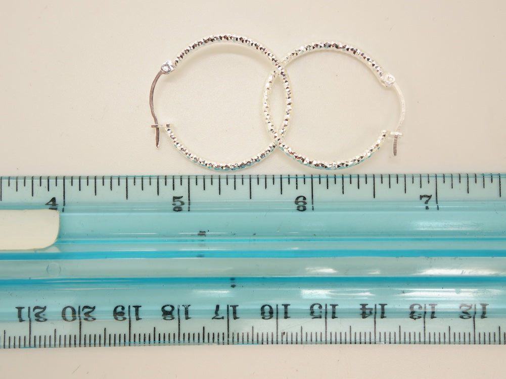 Handcrafted solid sterling .925 silver 25cm Diamond Cut Solid Silver HOOP Earrings from Taxco, Mexico