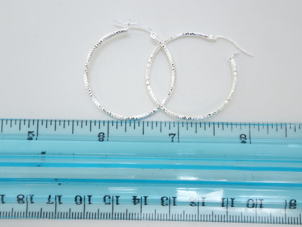 Handcrafted solid sterling .925 silver 30cm Diamond Cut Solid Silver HOOP Earrings from Taxco, Mexico