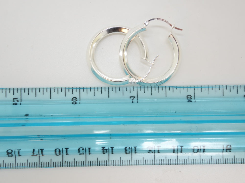 Handcrafted solid sterling .925 silver 22cm Solid Silver HOOP Earrings from Taxco, Mexico