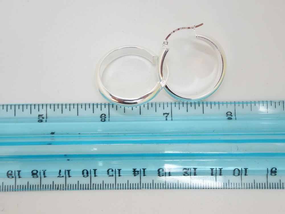 Handcrafted solid sterling .925 silver 22cm Solid Silver HOOP Earrings from Taxco, Mexico