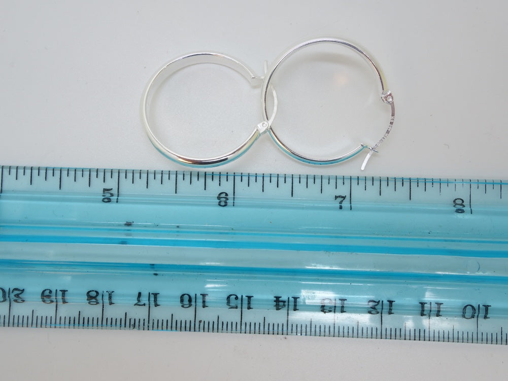 Handcrafted solid sterling .925 silver 26cm Solid Silver HOOP Earrings from Taxco, Mexico