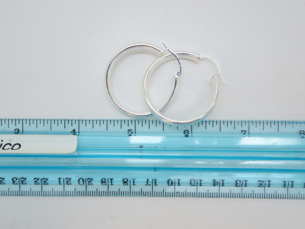 Handcrafted solid sterling .925 silver 32cm Solid Silver HOOP Earrings from Taxco, Mexico