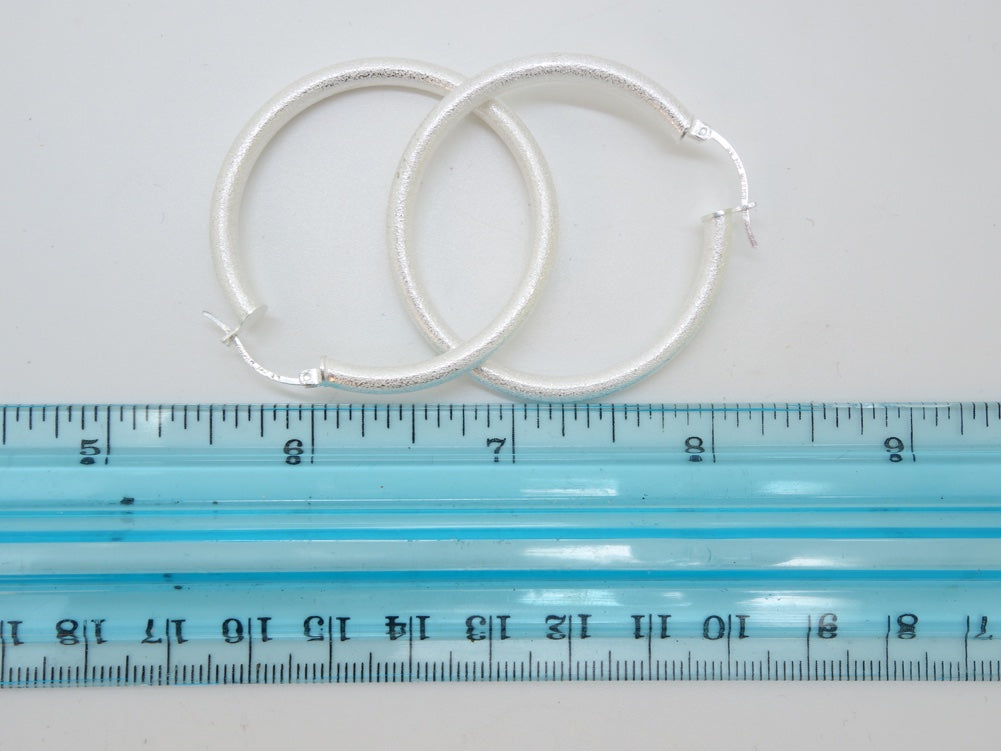 Handcrafted solid sterling .925 silver 40cm Solid Silver HOOP Earrings from Taxco, Mexico