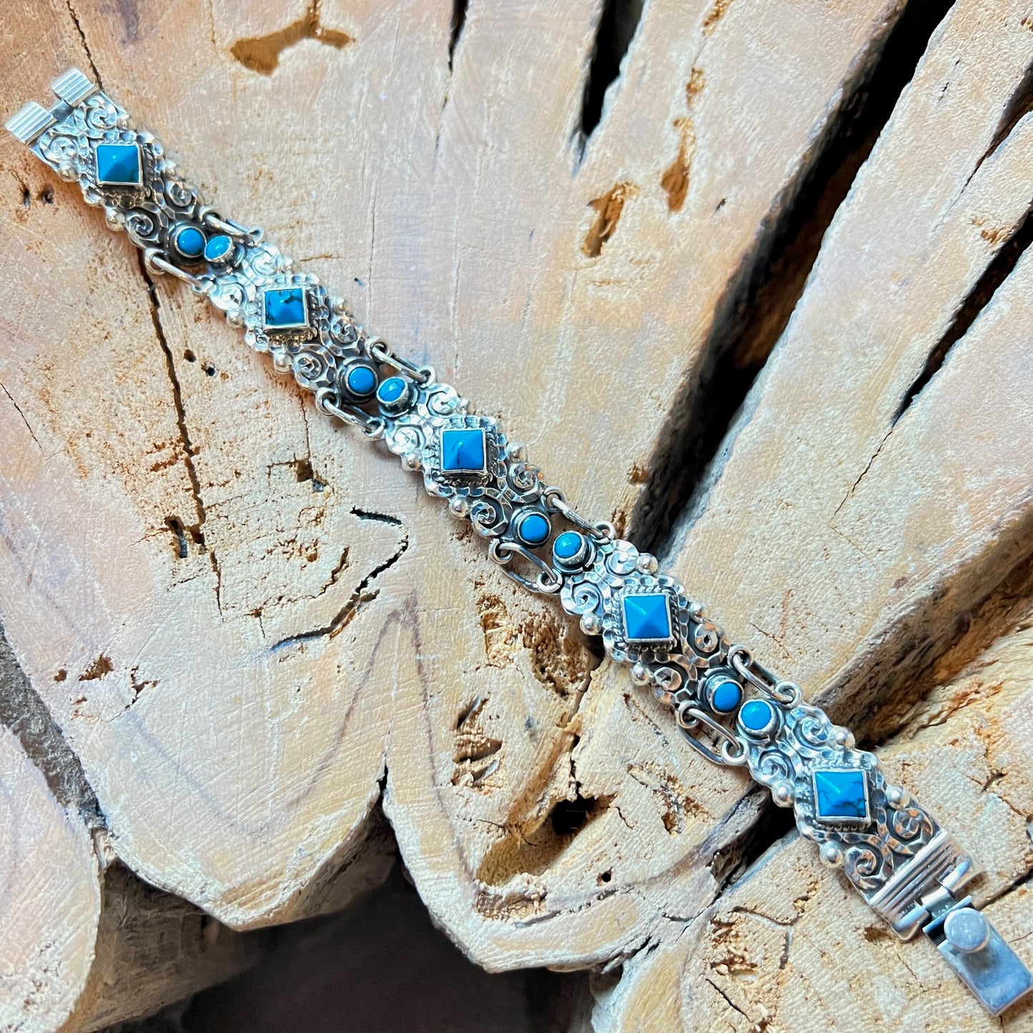 7inch 925 silver bracelet with turquoise
