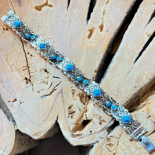 7inch 925 silver bracelet with turquoise