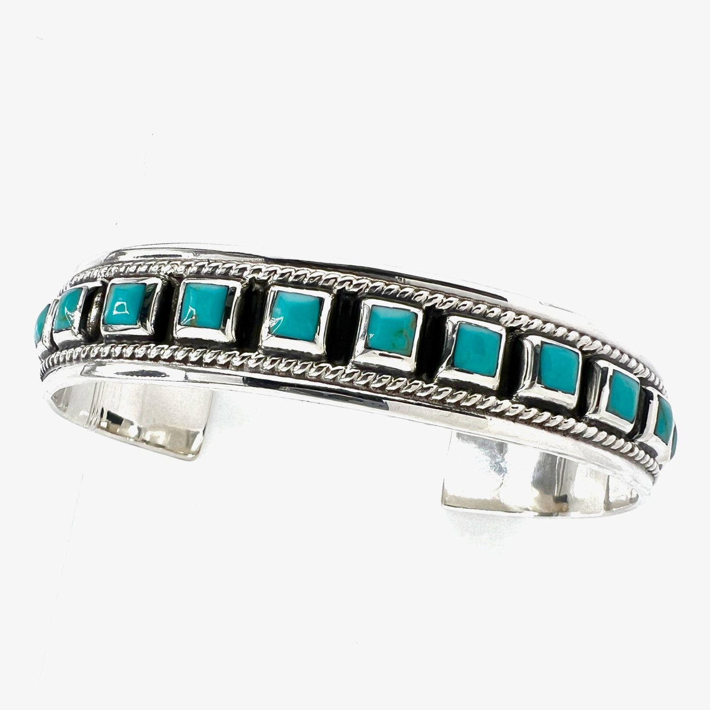 7cm x 1.2cm Silver Bracelet with Turquoise