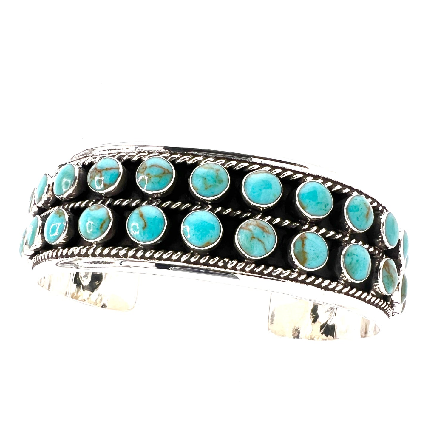 7cm x 2cm Silver Bracelet with Turquoise