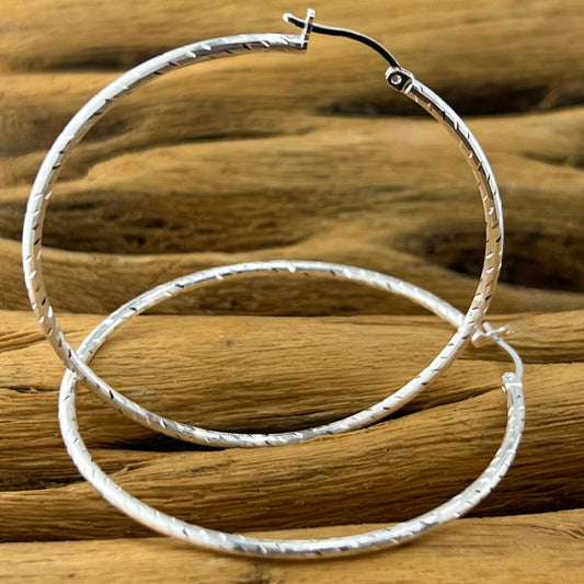 80mm HOOP Sterling Silver Earrings