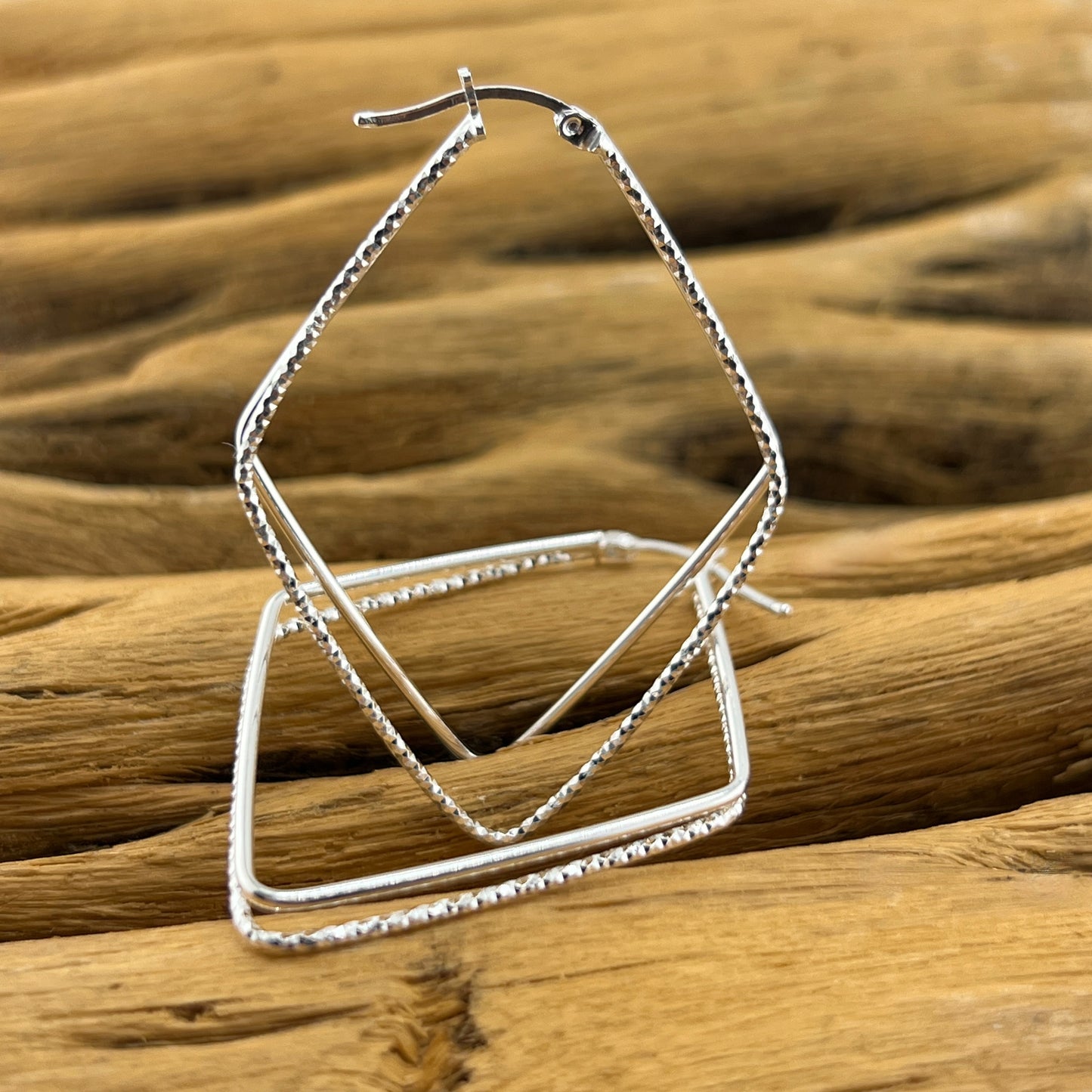 50mm HOOP .925 Silver Earrings DIAMOND