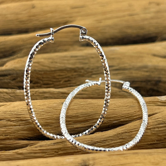 30mm HOOP .925 Silver Earrings ELIPTICAL