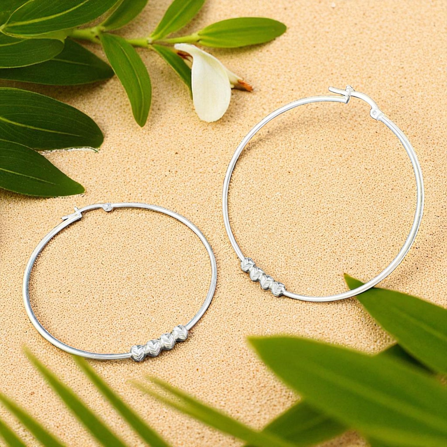 Hoops w/diamante beads 52mm