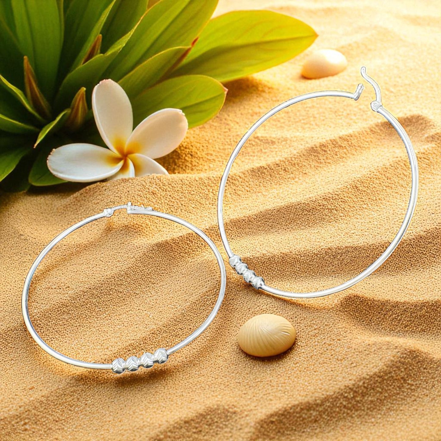 Hoops w/diamante beads 62mm