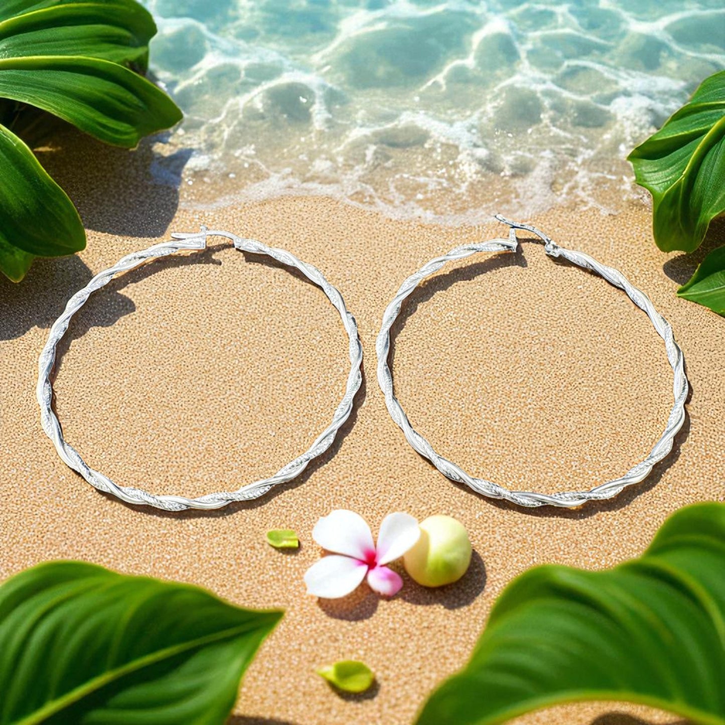 Twisted & diamante wire hoops 63mm