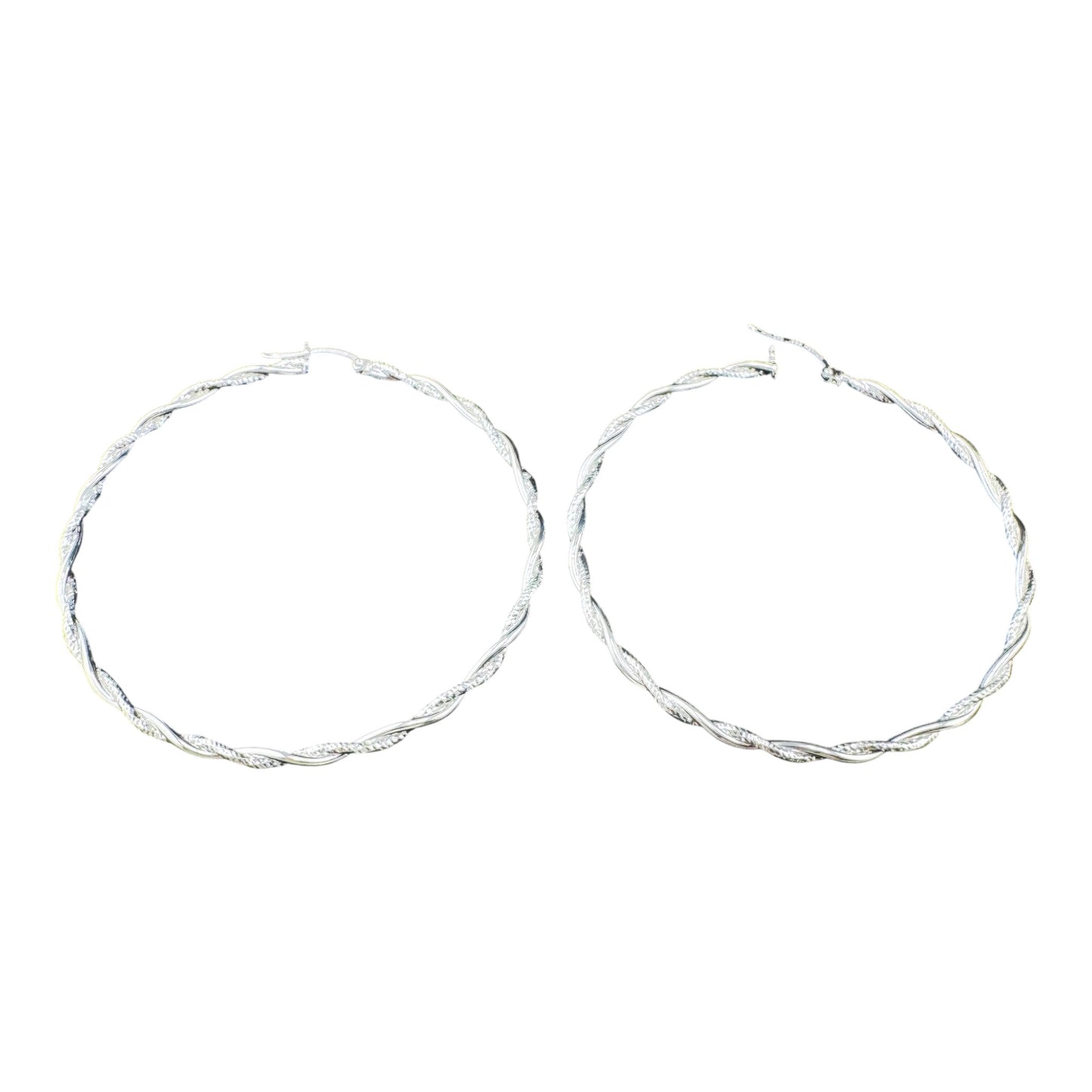 Twisted & diamante wire hoops 63mm