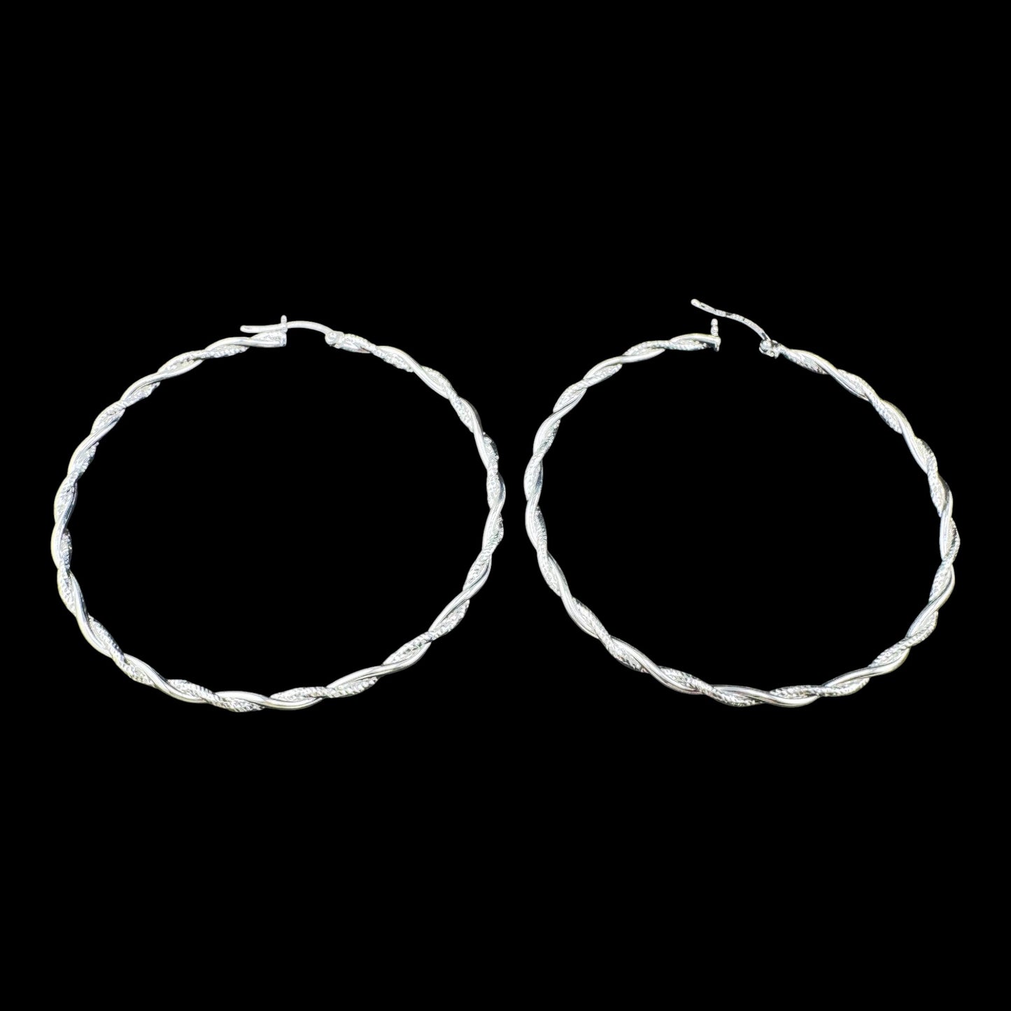 Twisted & diamante wire hoops 63mm