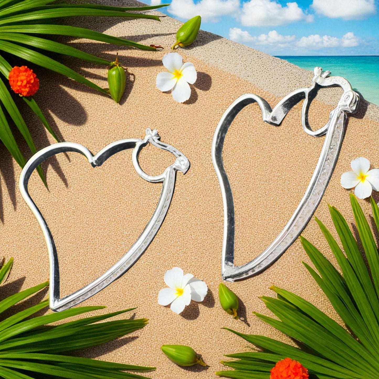 Heart shaped hoops 40mm