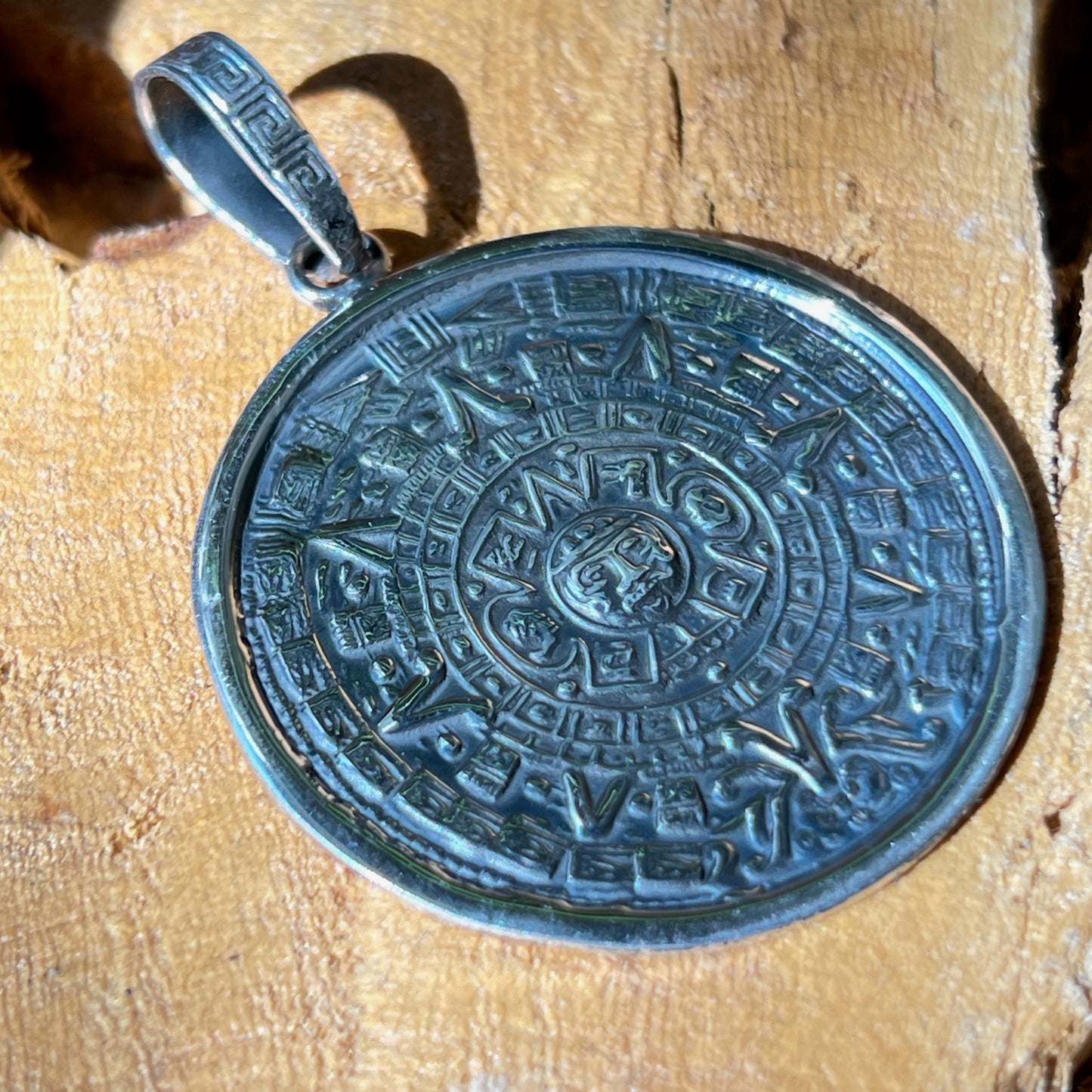 4cm Silver Mexican Calandar Pendant
