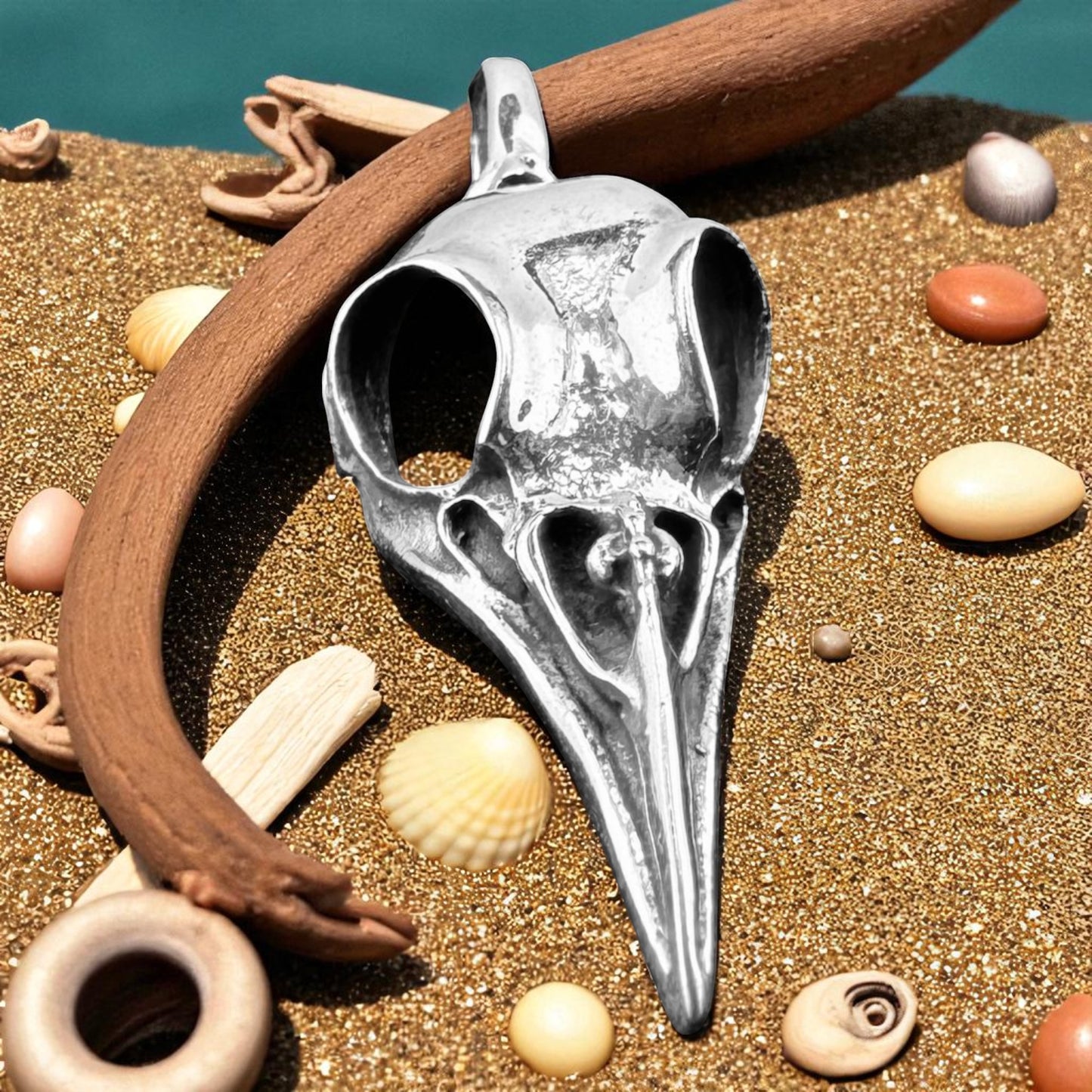 925 Silver Raven Head Pendant