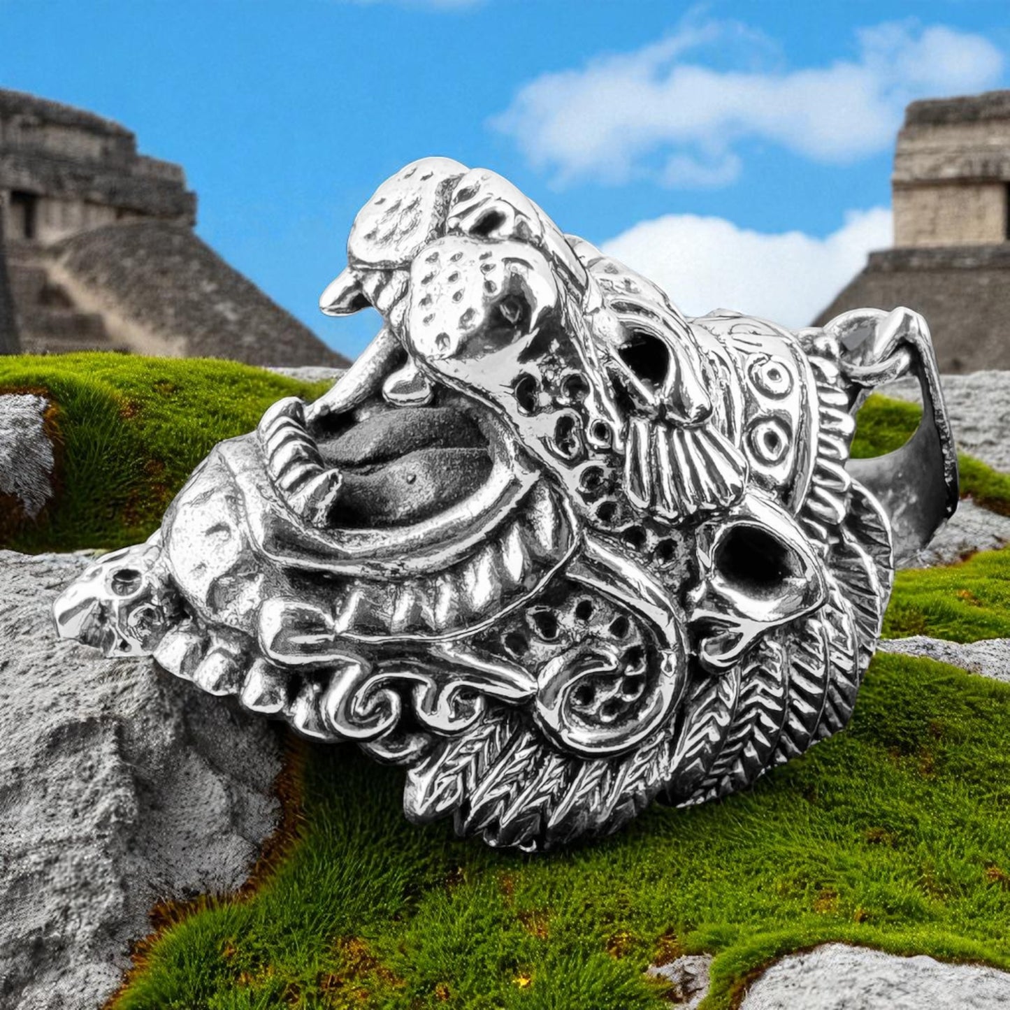 925 Silver Jaguar God Headdress Pendant