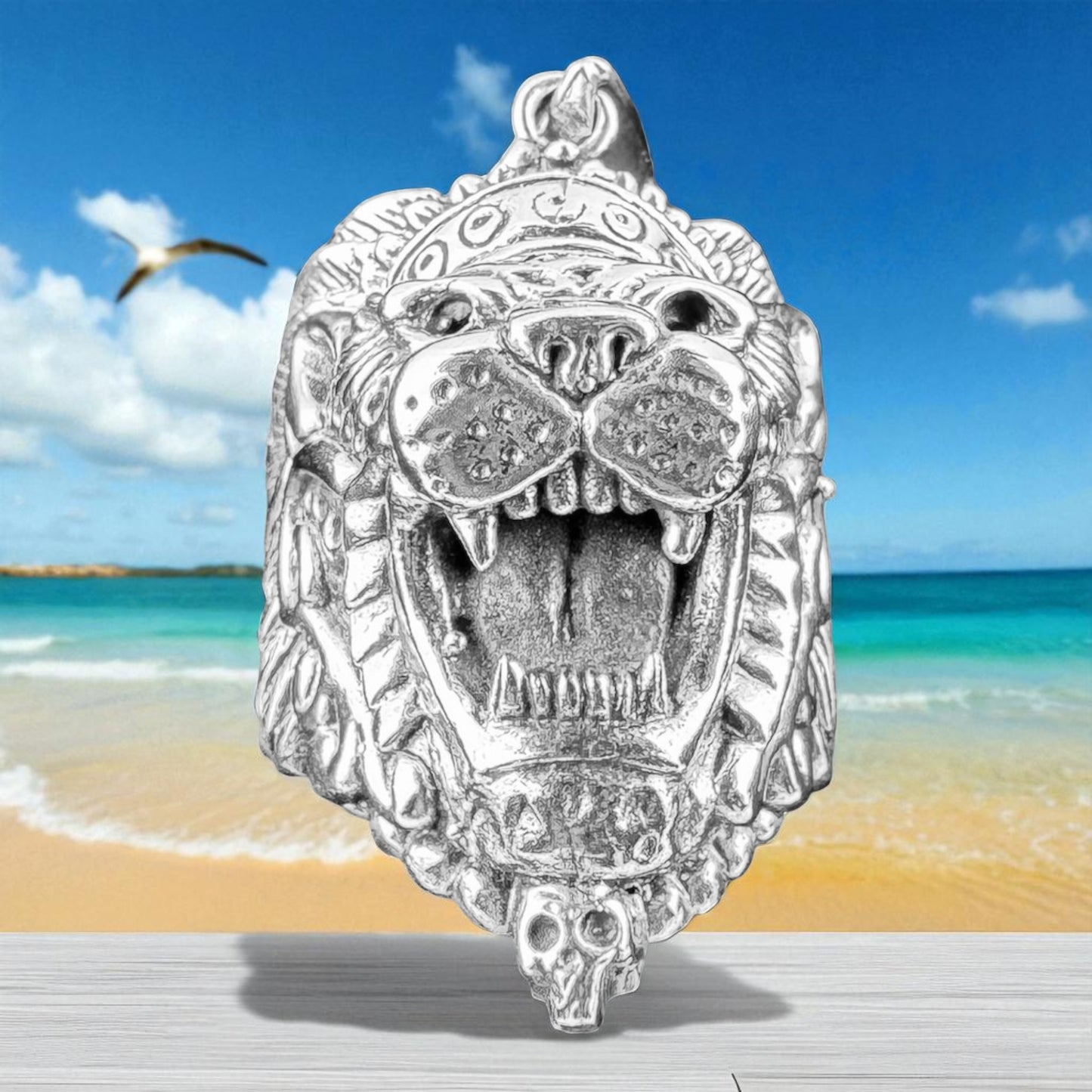 925 Silver Jaguar God Headdress Pendant