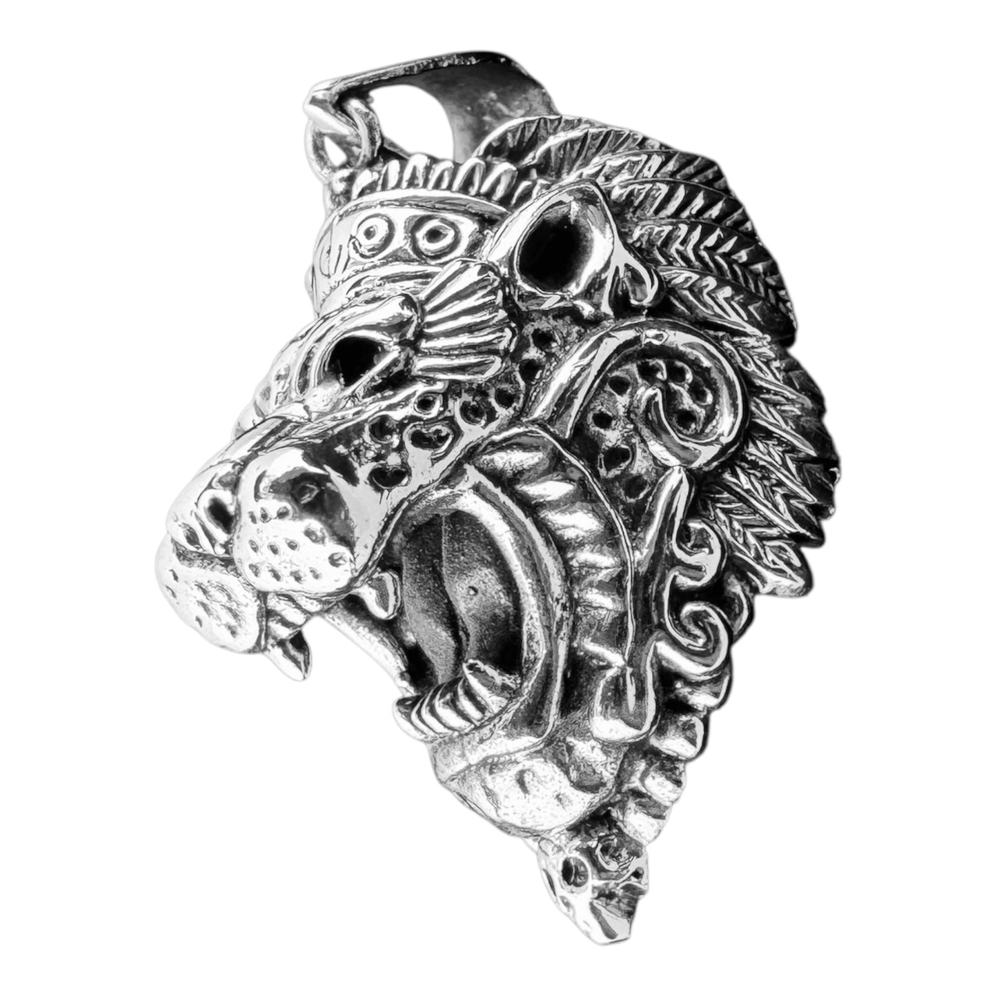 925 Silver Jaguar God Headdress Pendant